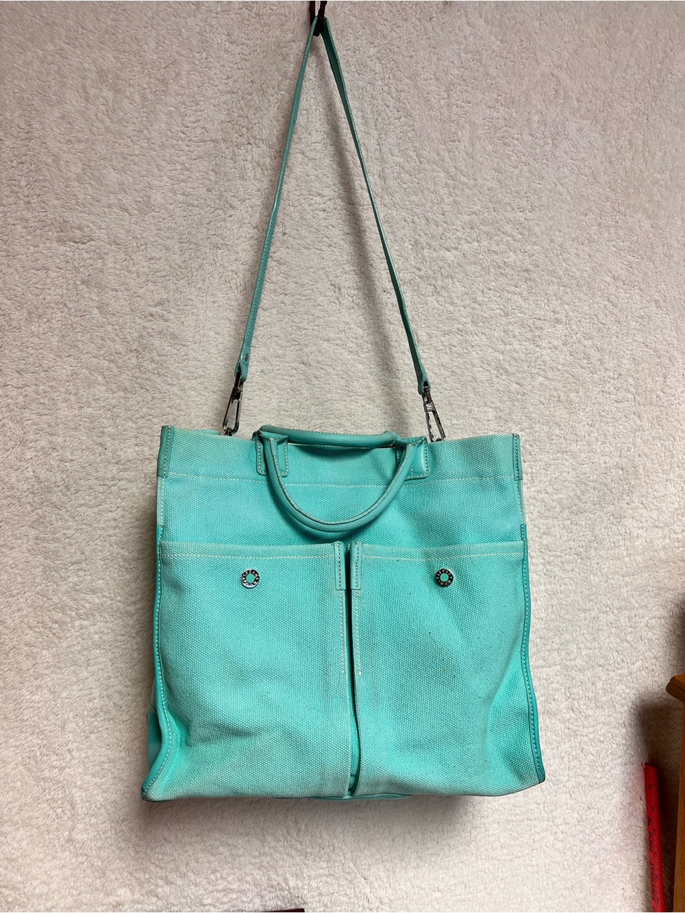 Tiffany & Co. Mint Canvas Tote Bag with Removable Shoulder Strap